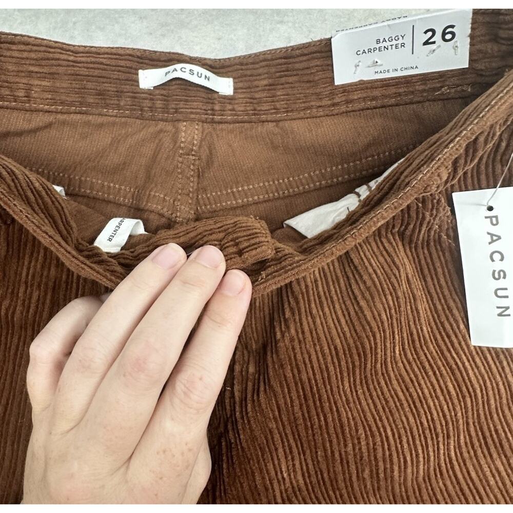 Pacsun Pants Womens Size 26 Brown Corduroy 90s Boyfriend Carpenter Baggy Grunge - Picture 2 of 13